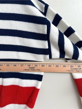 Classic Directions Nautical Striped Sweater Red White Navy Preppy Coastal L/XL